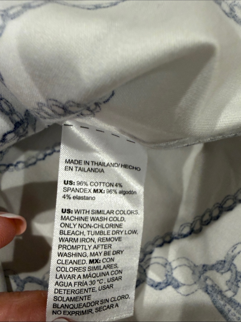 Chico's No Iron Seashell Tie-Front Top Nautical Blue White Blouse Size 2 Large - Picture 7 of 12